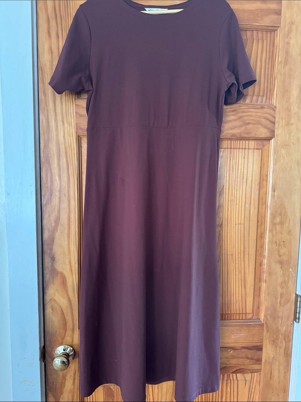 TravelSmith Short-Sleeve Midi Dress in coffee/chocolate brown